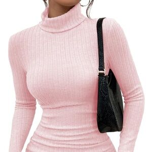 Ribbed Turtleneck Sweater Dress